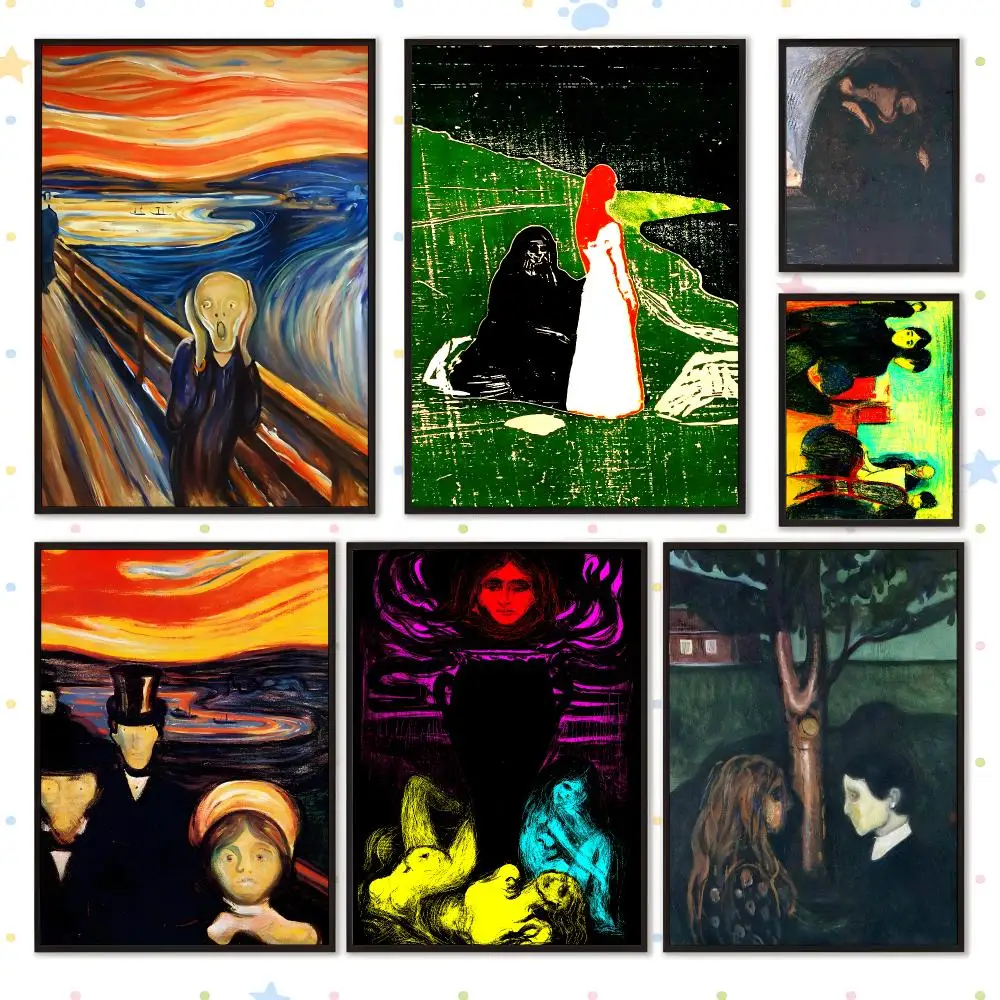 Artist Creative Modern Edvard Munch Poster HD Waterproof PP Self Adhesive Aesthetic Bedroom Dorm Gaming Room Home Decor Gift