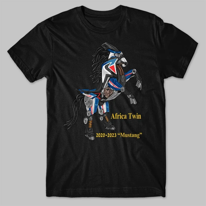 

Classic Motorcycle Africa Twin Mustang Transfiguration Inspired T-Shirt 100% Cotton O-Neck Short Sleeve Casual Mens T-shirt