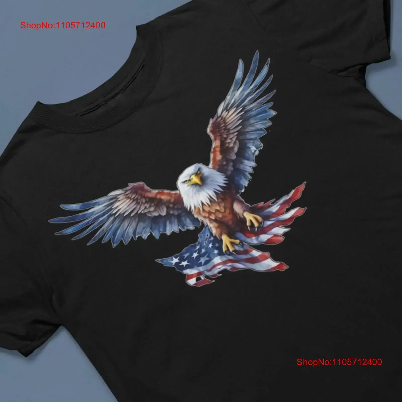 American Bald Eagle T shirt Soaring with Distressed USA Flag Heavy Cotton vintage Washed Breathable Versatile Soft Stretched
