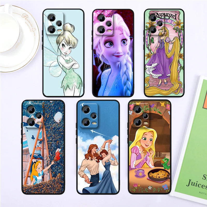 Princess Couple Disney For Xiaomi Redmi Note 13 12R 12 12S Turbo 11 11T 11S 10 10S Pro Plus 5G Black Funda Phone Case