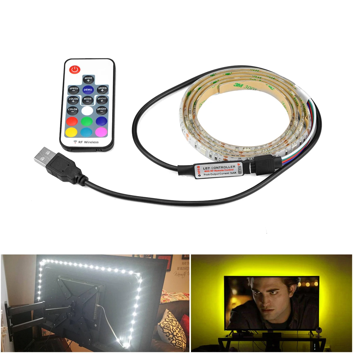 0.5m/1m/2m/3m/4m/5m RGB LED Strip Light USB 5V Flexible Lamp Tape 5050 TV Cabinet Backlight Decor Lighting Waterproof Ribbon