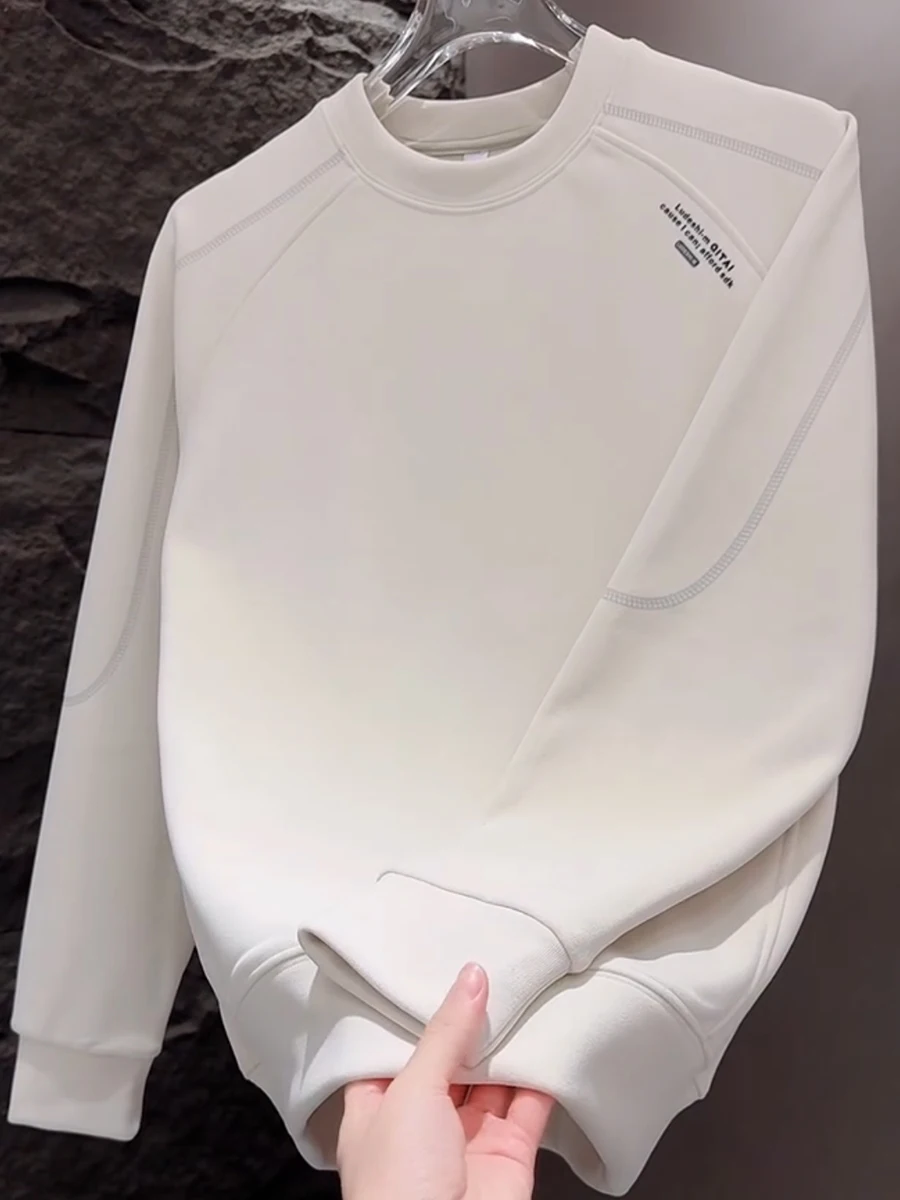 

Мужская толстовка с флисовой подкладкой, утепленная, с длинными рукавами и круглым вырезом, классическая, универсальная, модная, в уличном стиле, осень-зима, новинка