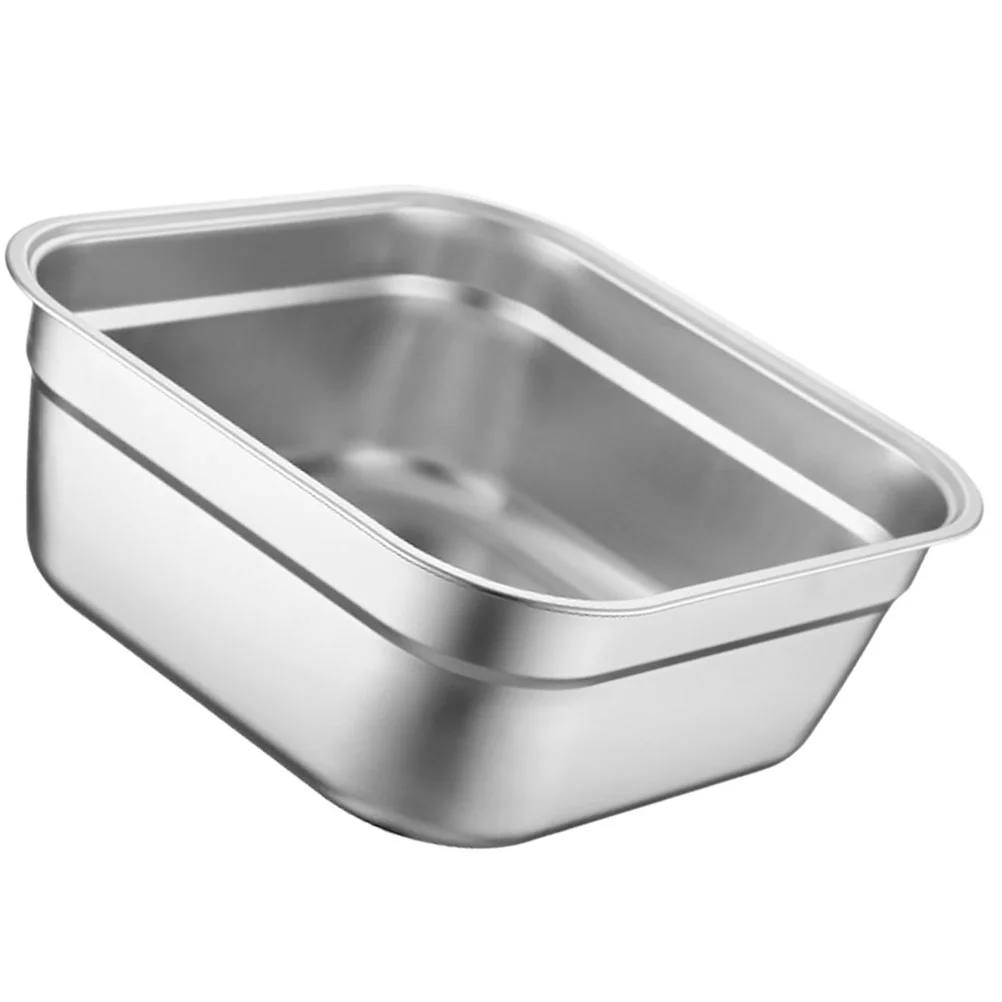 

Stainless Steel Washing Metal Wash Basin Soup Storage Thick Flat Bottom Kitchen Accessory Buffet Food Container Household