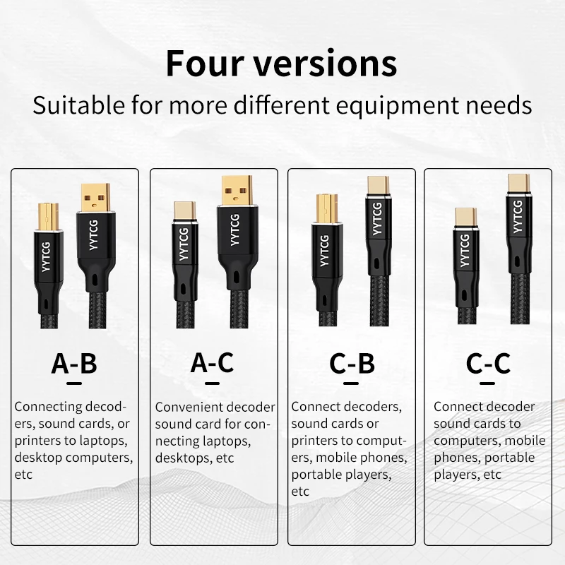 Cable USB OCC HIFI tipo A B, Cable USB 6N DAC A-C, Cable de Audio OCC Chapado en plata, Cable de datos