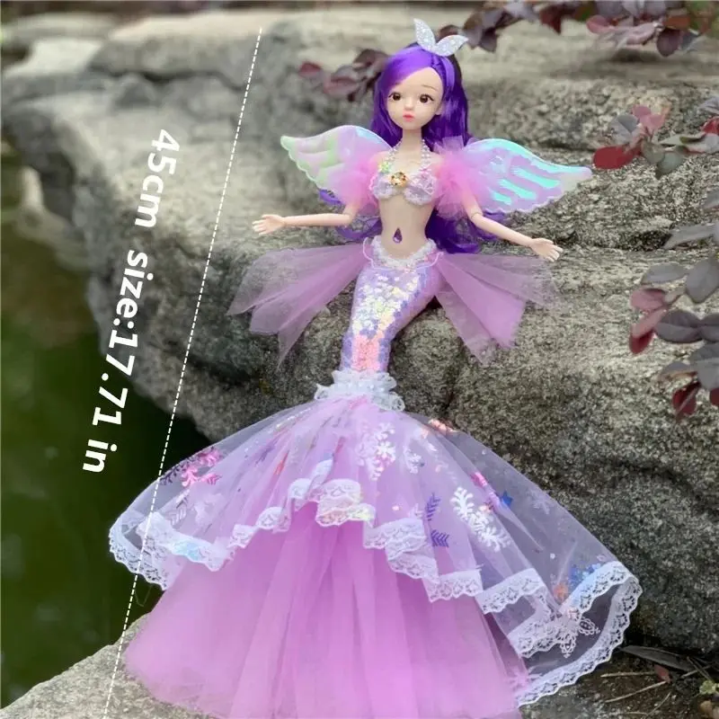 Mermaid Doll Rainbow Princess Toy Children's Pretend Play House Dress Up Colorful Look Toy Birthday Gift for Girls Toddlers