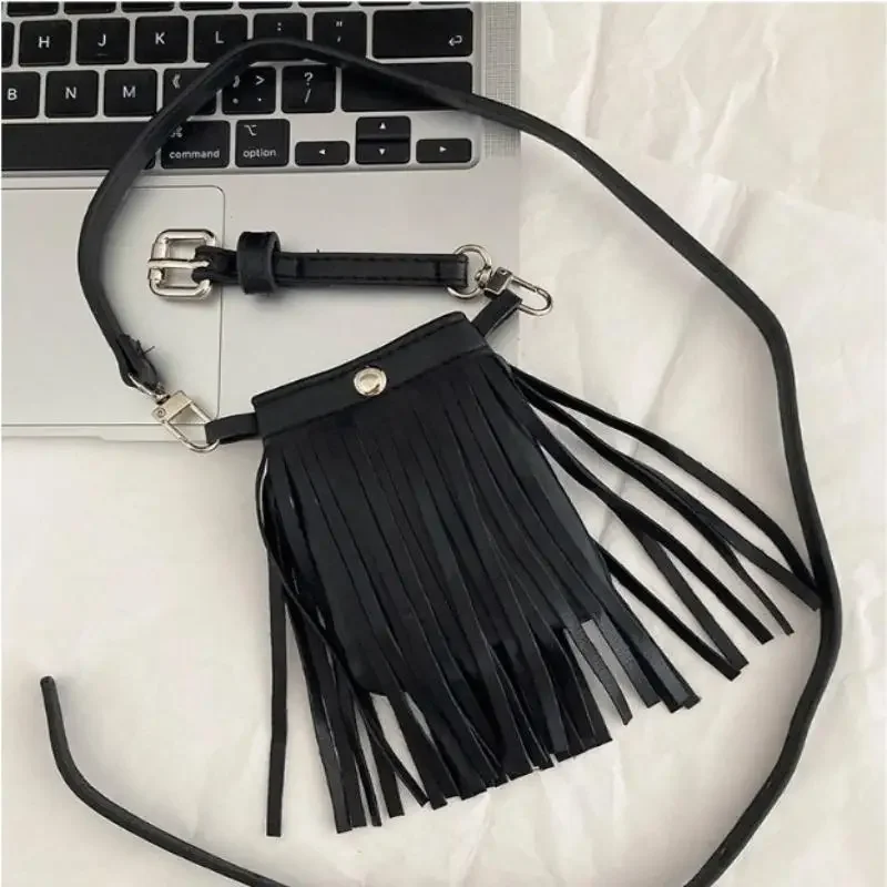 Ceinture de taille à pampilles réglable en PU, sac de taille avec boucle en métal, portefeuille, pochette pour téléphone, ceintures décoratives pour dames