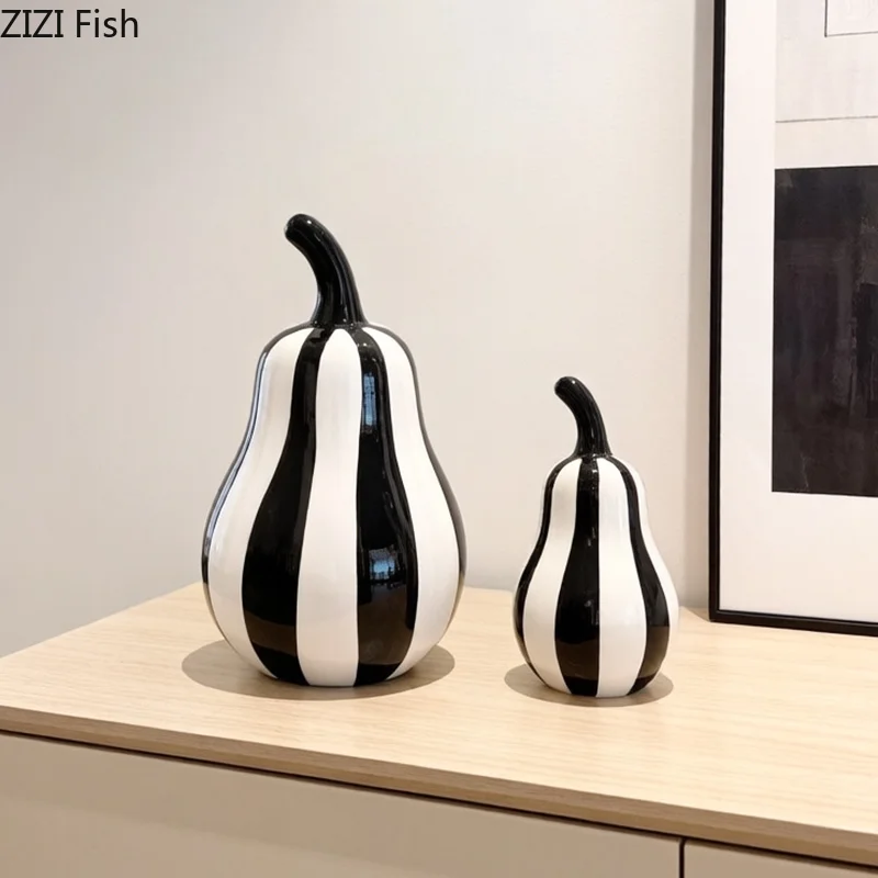 Creative Zebra Striped Apples/pear Ceramic Handicraft Ornaments Desk Decoration Minimalist Fruits Sculpture Room Aesthetic Decor