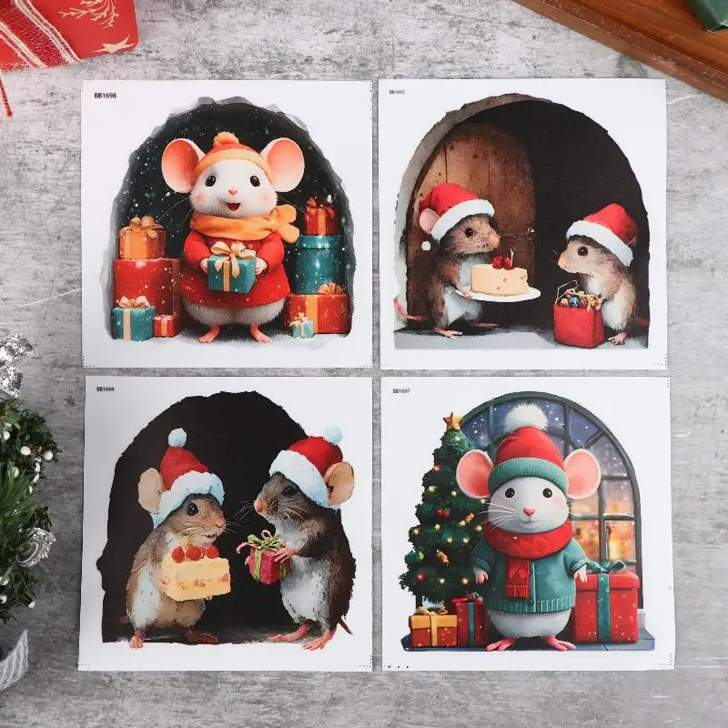 Cute Small Mouse Hole Wall Stickers Christmas Xmas Home Decoration Noel Navidad Merry New Year Festive Accessories
