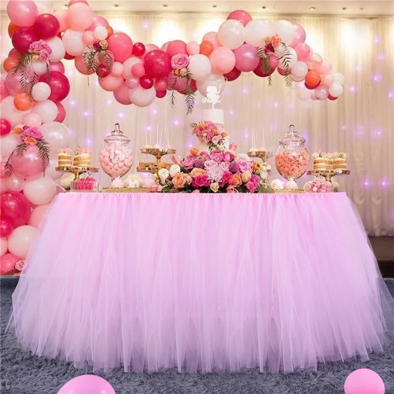 

100x80cm Table Skirts Birthday Tulle Table Skirting Wedding Party Tutu Tulle Table Skirt Baby Shower Wedding Party Home Decor