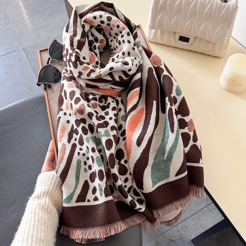 1 Pc Cashmere imitate Scarf Women Thick Warm Winter Leopard Blanket Brand Female Shawl Wrap Bufanda Poncho Echarpe Pashmina