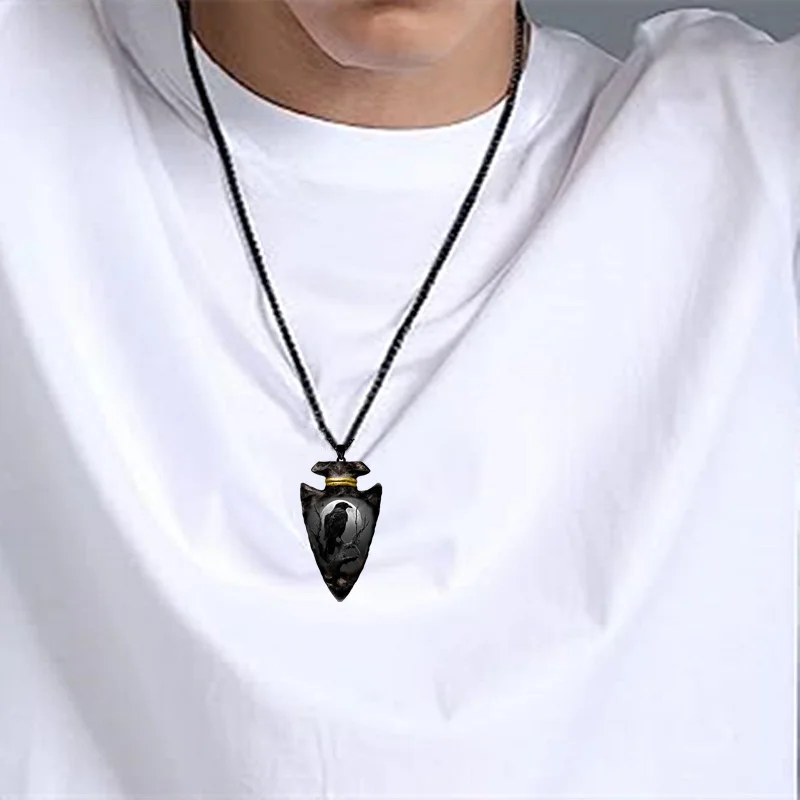 Gothic Crow Black Chain Pendant Necklace Hip Hop Necklace for Men Stainless Steel Jewelry Accessories Men Halloween Party Gifts