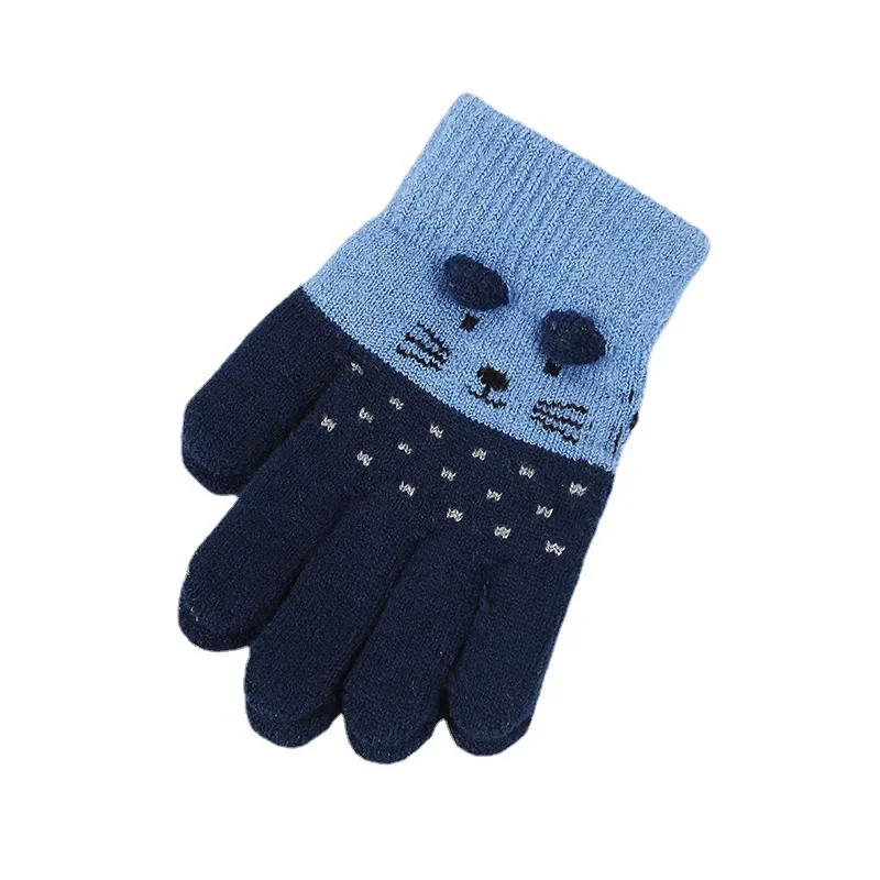 1 Pair Warm Furry Cute Kids Boy Girl Glove Sweet Cartoon Animal Kitten Toddler Glove Autumn Winter Thicken Plush Outdoor Gloves