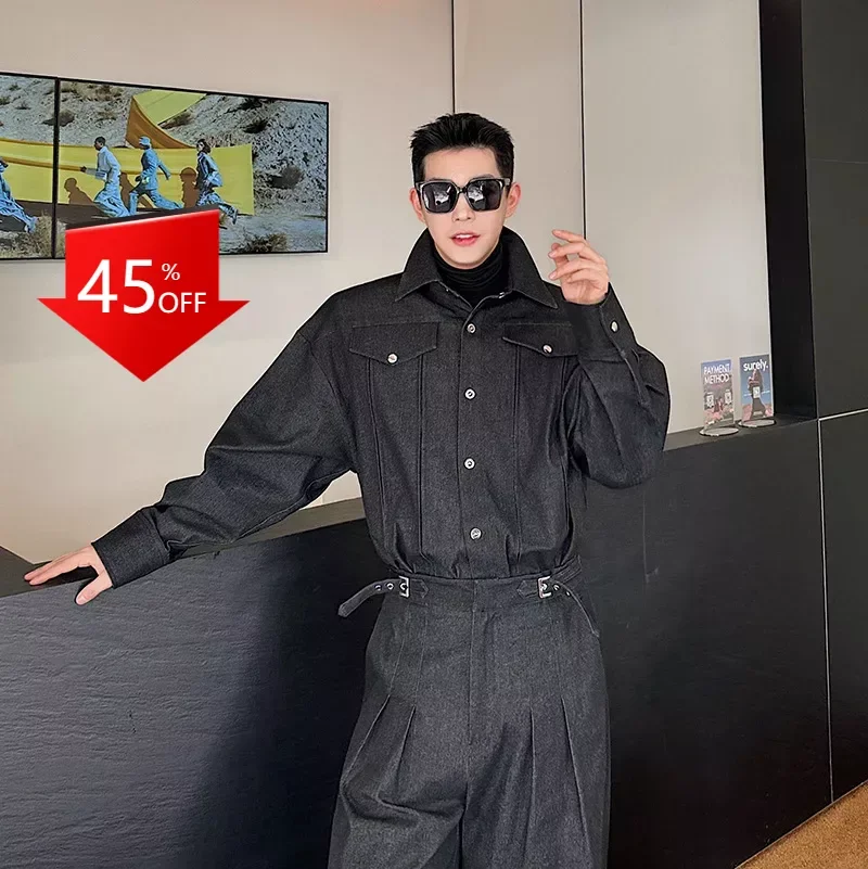 

Y2K Denim suit high design sense jacket trousers set costume homme 2 pièces גברים אופנה קיץ 2022 mens clothes suits for men