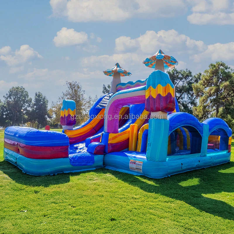 Commercial Inflatable Sport Games Kids Backyard Bouncer Obstacle Course Pool Combo Inflatable Obstacle Course with Water Slide