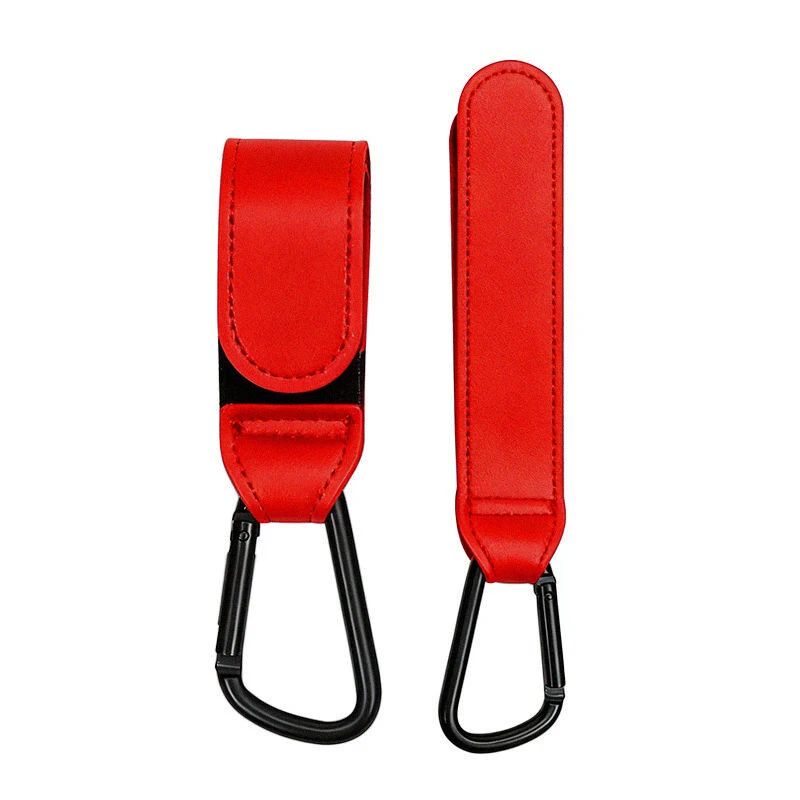 2Pack Baby Cart Storage Bag Hook Portable Mountaineering Buckle PU Leather Aluminum Alloy Buckle Package Hook Loop Strap