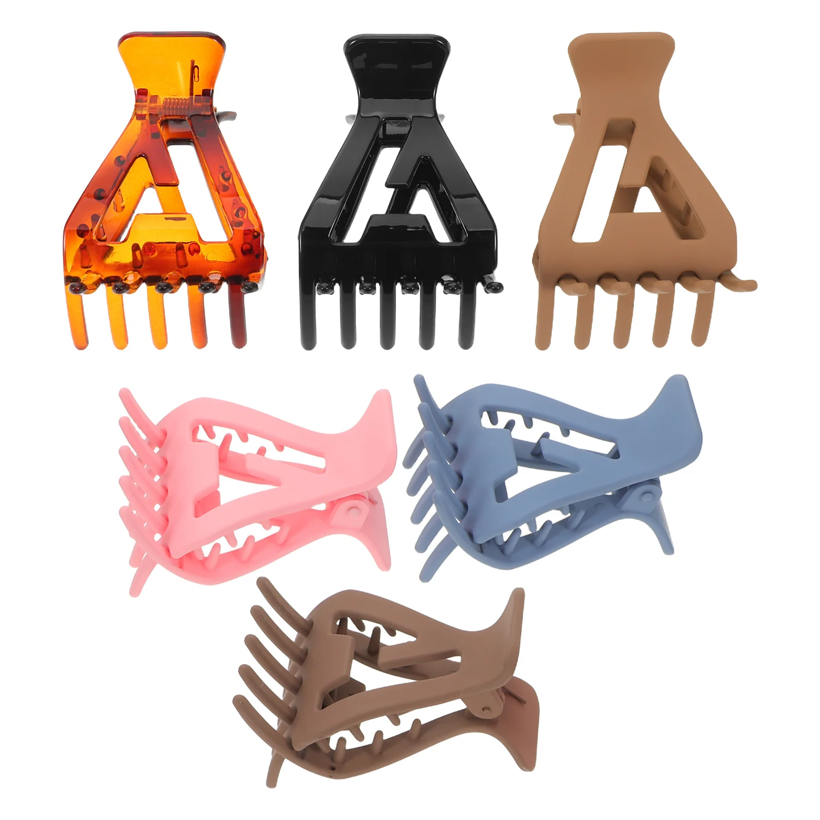 

6pcs Triangle Claw Clip Accessories Acrylic Non-Slip Hair Clamps For High Ponytail Volume Root Lifting Styling Tool Portable