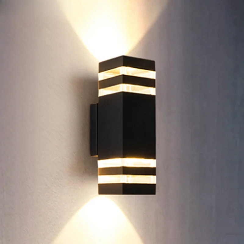 IP65 Modern Home Yard Facade Wall Lamps Light Outdoor Wall Mounted Night Light LED Matt Black  Mounted Up and Down Wall Light