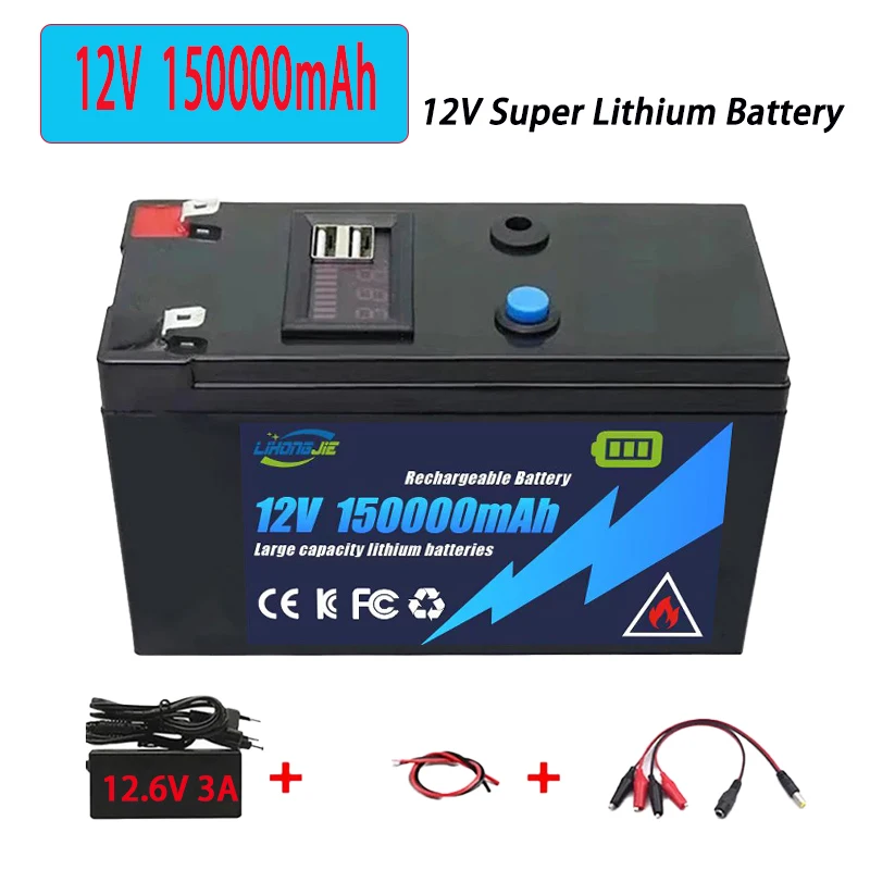 12V 128Ah 3S6P V built-in high current 30A BMS 18650 lithium battery pack, outdoor lighting lamp, mobile power supply, spray bat