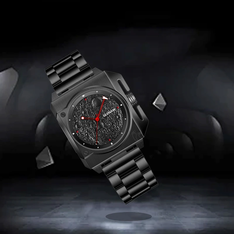 GLENAW Lunar Explorer Series Unique Space Capsule To Explore The Moon Surface Design Luminous Spaceship Pointer Waterproof Watch