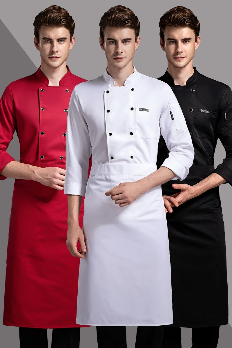 Chef Jacket Men Chef Overalls Long Sleeve Hotel Restaurant Hot Pot Baking Custom Kitchen Back Clothes Waitress Uniform