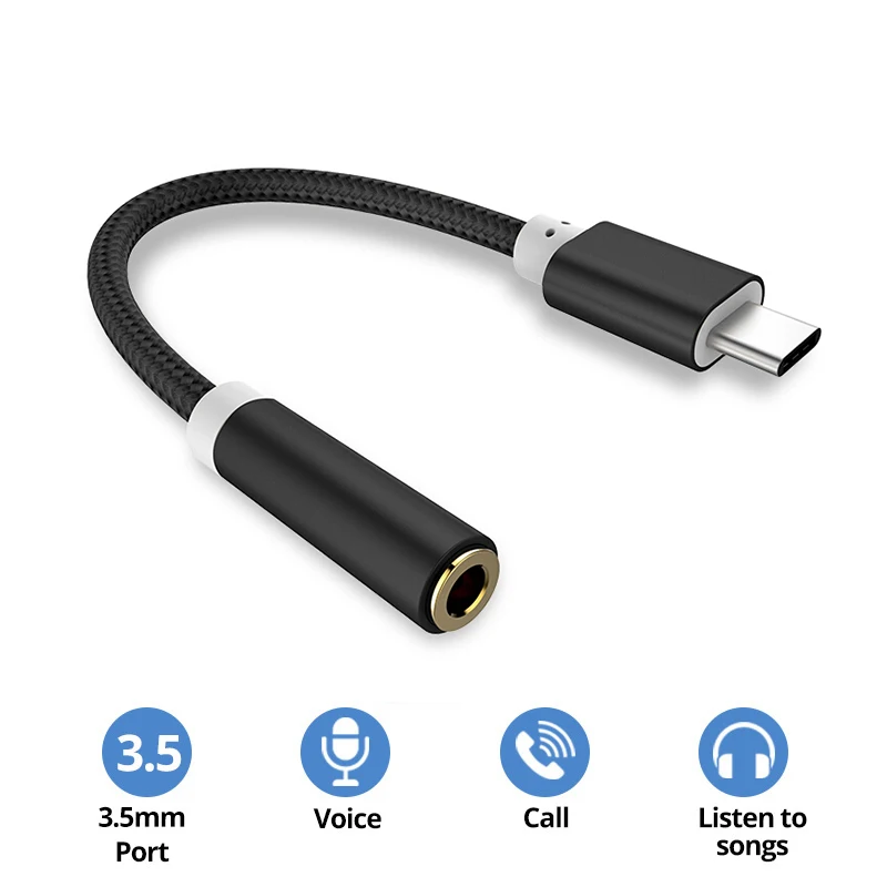 Type C To 3.5 mm Aux Adapter Type-C 3 5 Jack Audio Cable for Huawei Honor Xiaomi Redmi POCO VIVO Oneplus Relme OPPO For Android