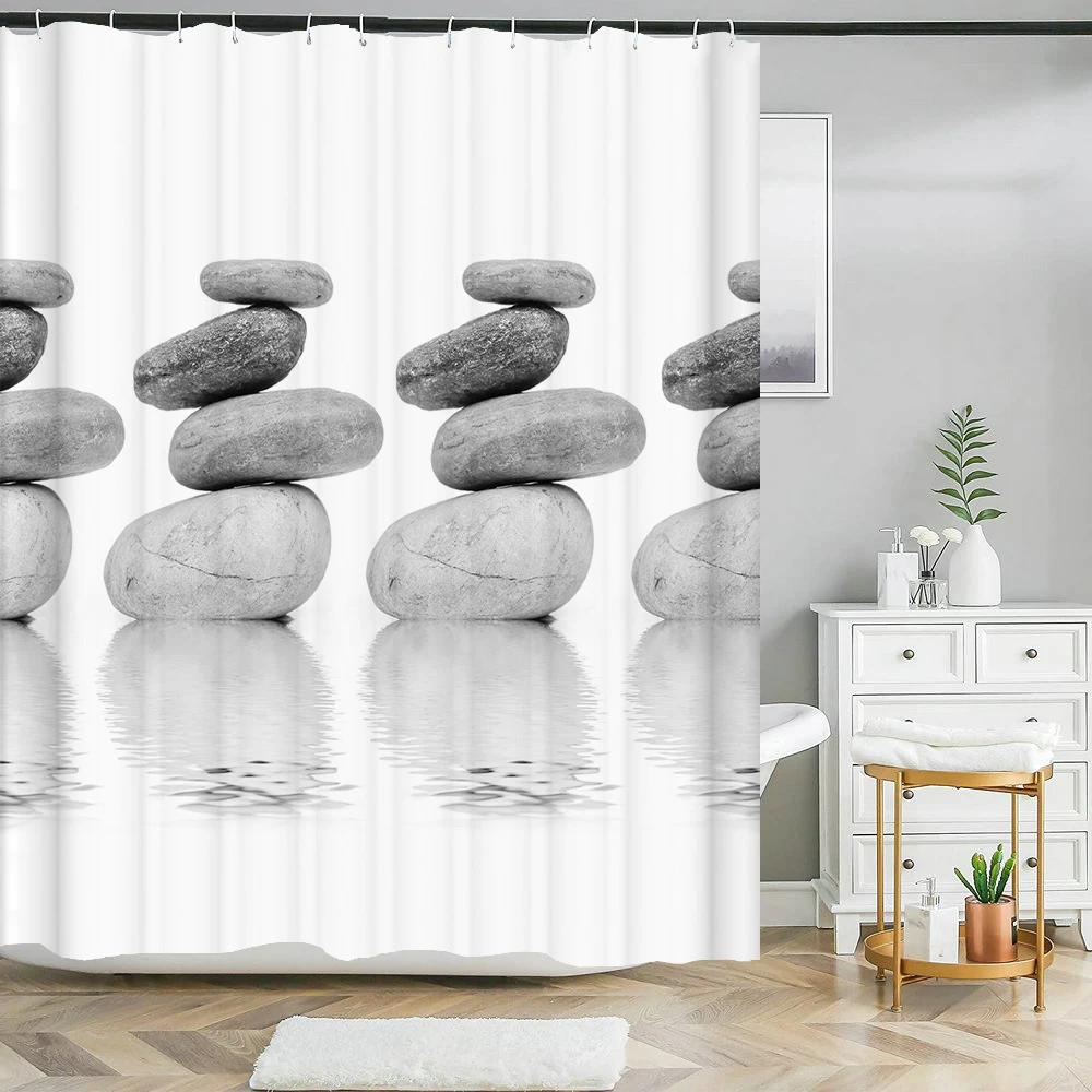 New Pebble Print Polyester Fabric Shower Curtain Waterproof Bathroom Curtain With Hooks Home Decor Bath Curtains Bathtub Screen