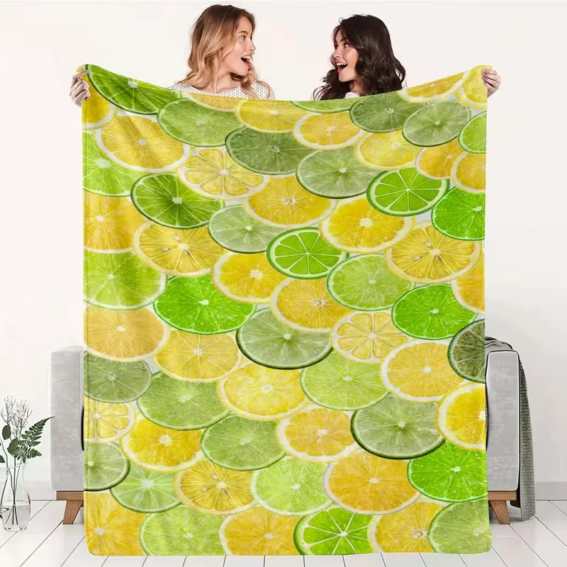 Orange Slice Fruit Blanket Bright Citrus Full Print Soft Cozy Blanket Summer Fresh Sofa Bed All Season Warm Blanket