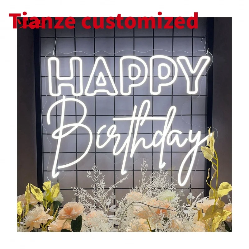 (Customized) LED light logo Happy Birthday Neon sign custom made wedding dropshipping no MOQ neon sign