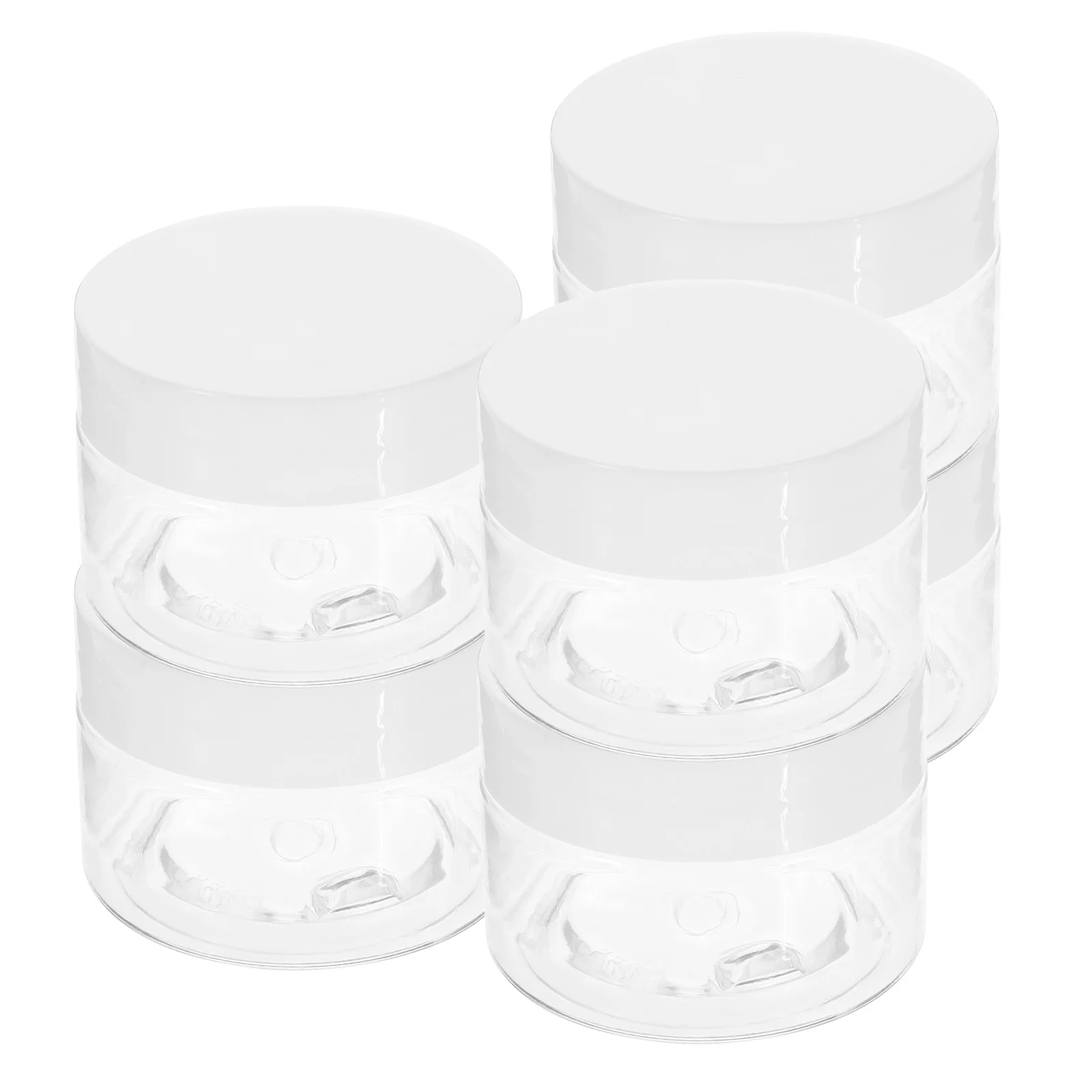 

6pcs 30g Transparent Wide Mouth Jars Small Travel Containers White Lids for Cream Storage Refillable Empty Bottles