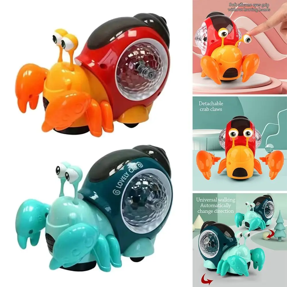 Caracol criativo bebê rastejando caranguejo brinquedo interativo iluminar brinquedo de luz musical musical tempo da barriga brinquedo educativo precoce