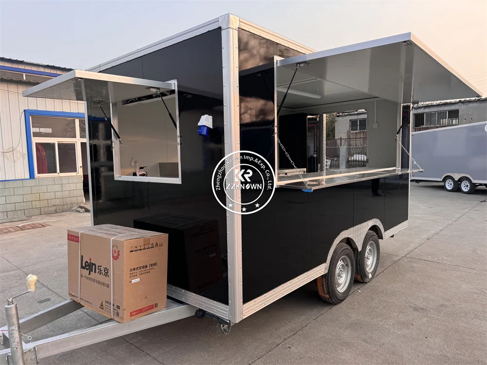 شاحنة طعام متنقلة عصرية جديدة، مقطورة تقديم الطعام، شاحنة طعام متنقلة مجهزة بالكامل تُباع مباشرة من قبل المصنعين