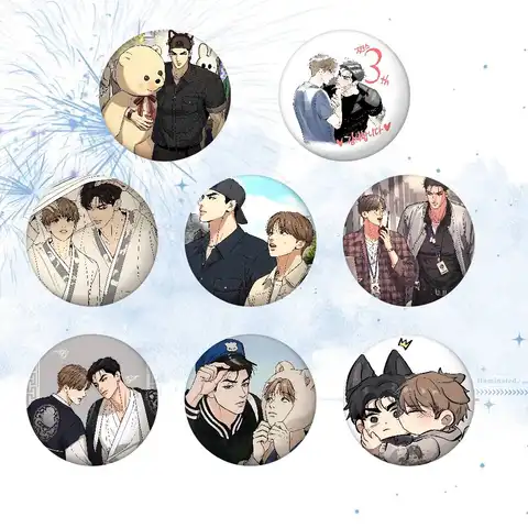 Pins de esmalte redondos hechos a mano de Bl Manhwa Jinx Joo Jaekyung Kim Dan, broche de L Killer Yagami Light, insignia de cosplay, joyería para mochilas, regalo