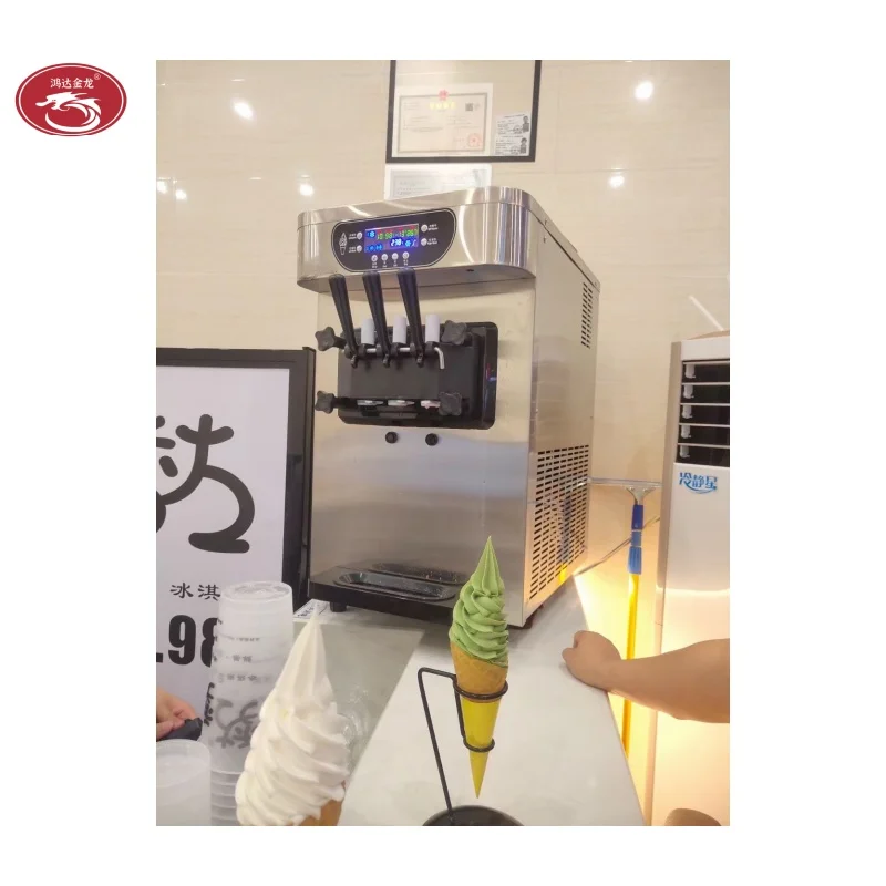 

2025 Commercial Automatic Tabletop Soft Ice Cream Maker Machine Economical Continuous Ice Cream Machine
