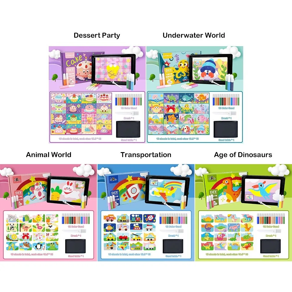 جديد DIY مجموعة رسم الرمال الأطفال التعليم الحرف اليدوية تعلم الرمال اللوحة الحرف الفنية صور الرمال الفن