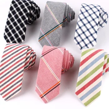 Magere Katoenen Stropdas Voor Mannen Vrouwen Casual Gestreepte Hals Stropdas Voor Party Business Bruiloft Stropdassen Volwassen Geruite Nek Stropdassen Voor Geschenken