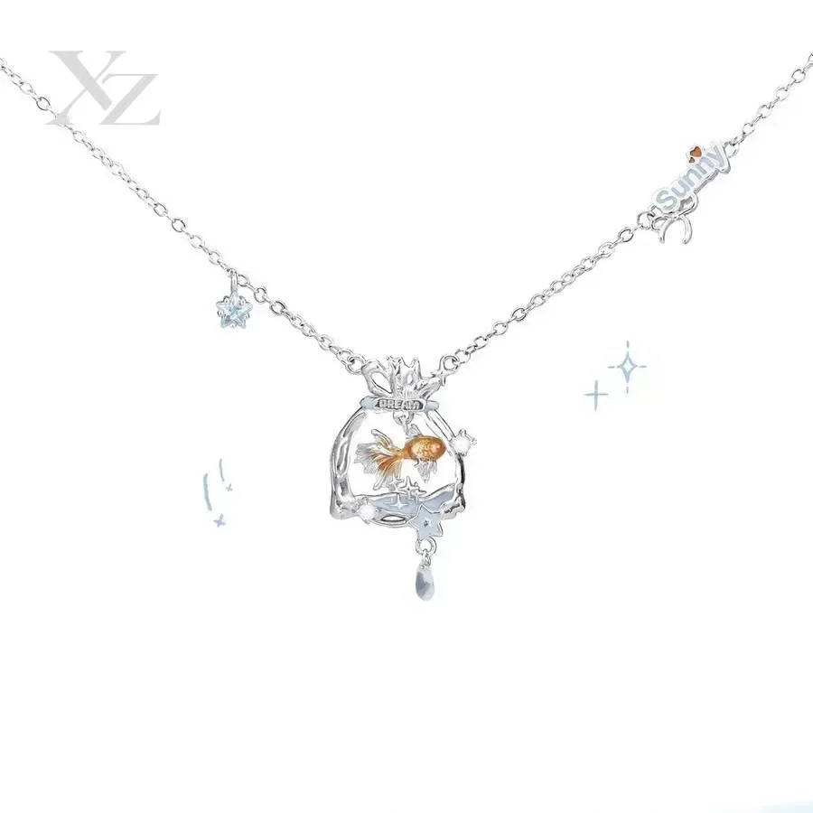 High Quality Small Fish Movable Dream Core Goldfish Bag Necklace for Women, Sweet & Cool Luxurious Collarbone Chain, Niche