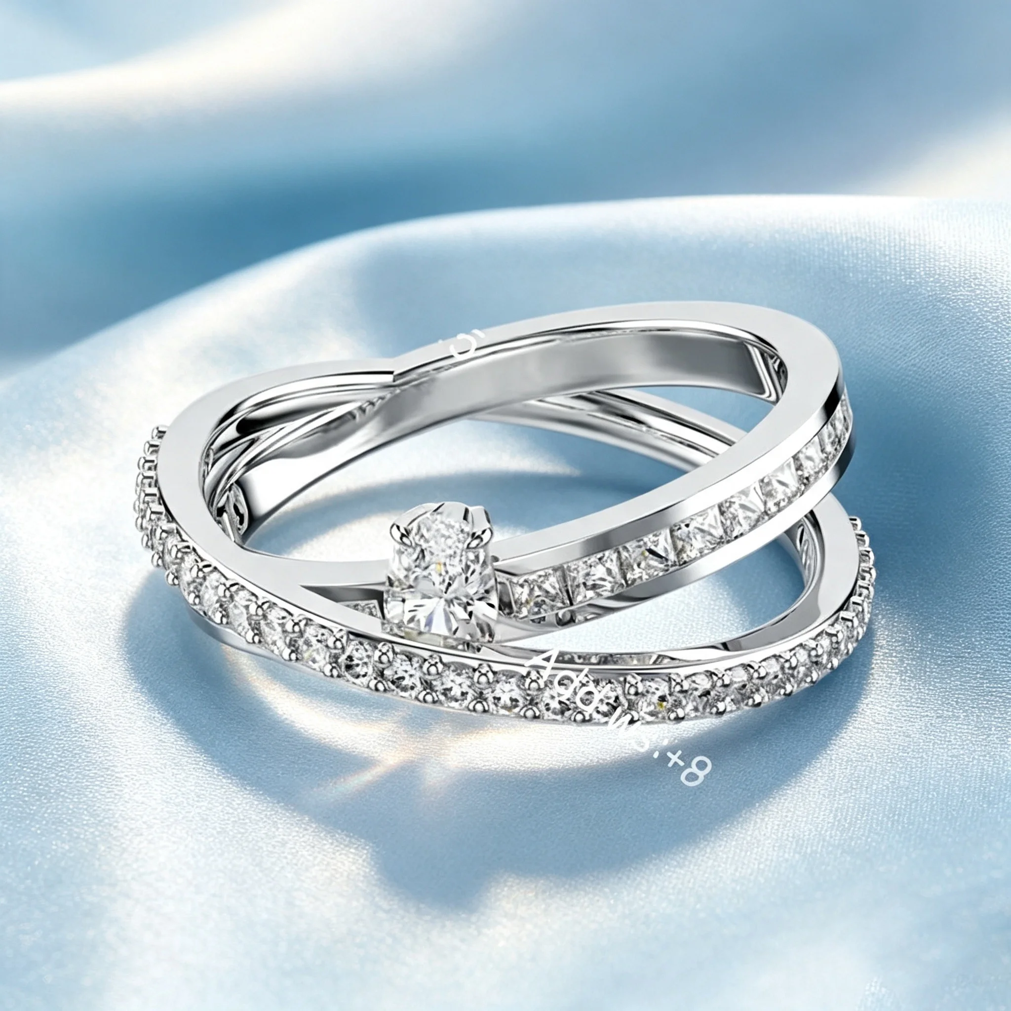 Women's Multilayer Stackable Open CZ Butterfly Floral Ring