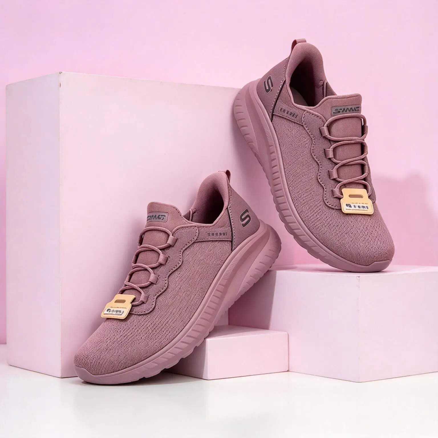 Skechers BOB'S SPORT117500‑MVE Women Slip‑Ins Casual Shoes Mauve Hands‑ Lightweight Breathable Walking Sneakers