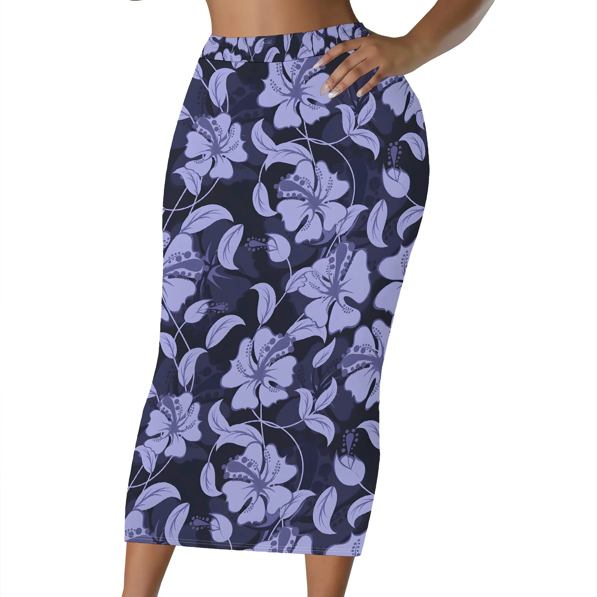 Tropischer Blumenmuster-Bleistiftrock, Hochtaillierter Midirock, Figurbetonter Partykleid-Rock, Sommer-Strand-Urlaubsoutfit, S-2XL – Detail 8