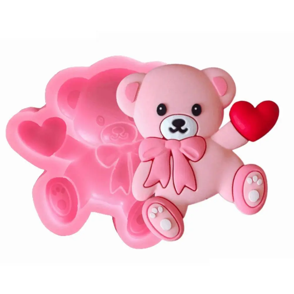 Baking Cake Decoration Bear Head Mold Toy Bear Internet Celebrity Silicone Teddy Chocolate Baked Pesmousse Dried Bear U7U8