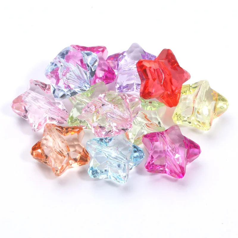 19mm 10pcs Transparent Five-pointed Star Beads Multicolor Acrylic Beads For Jewelry Making Diy Needlework Craft Accessories