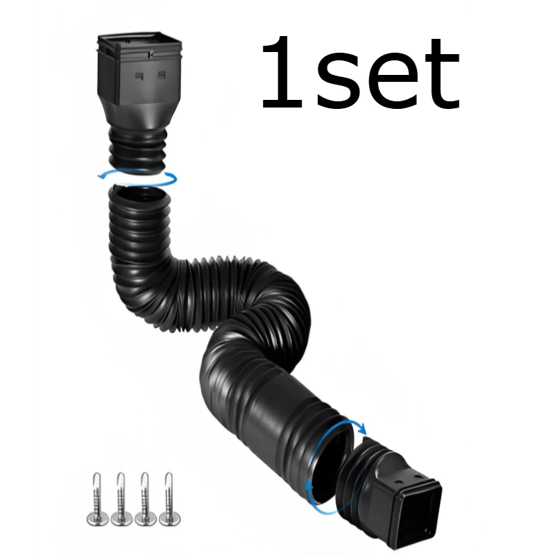 1set Adjustable Flexible Downspout Diverter Kit for Outdoor Rainwater Drainage Extension Pipe Gutter Downpipe Connector