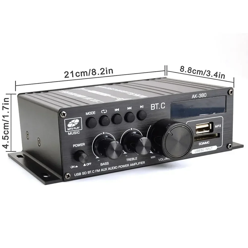 مكبر صوت قناة 2.0 HIFI بلوتوث 5 مكبرات الصوت المنزلية الصوت الرقمي أمبير 40 واط + 40 واط مشغل موسيقى AK380 لسيارة MP3 باس Trebl