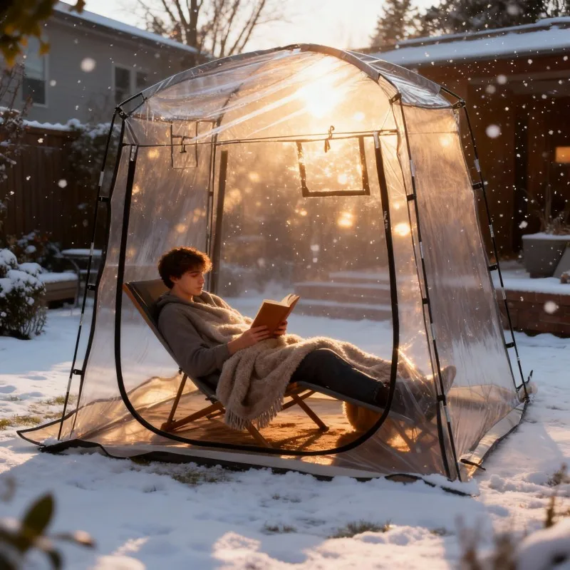 2～3人用クリアウインターテント-氷上釣り、裏庭での日光浴、ペットの遊び、リモートワークに最適な耐寒性テント