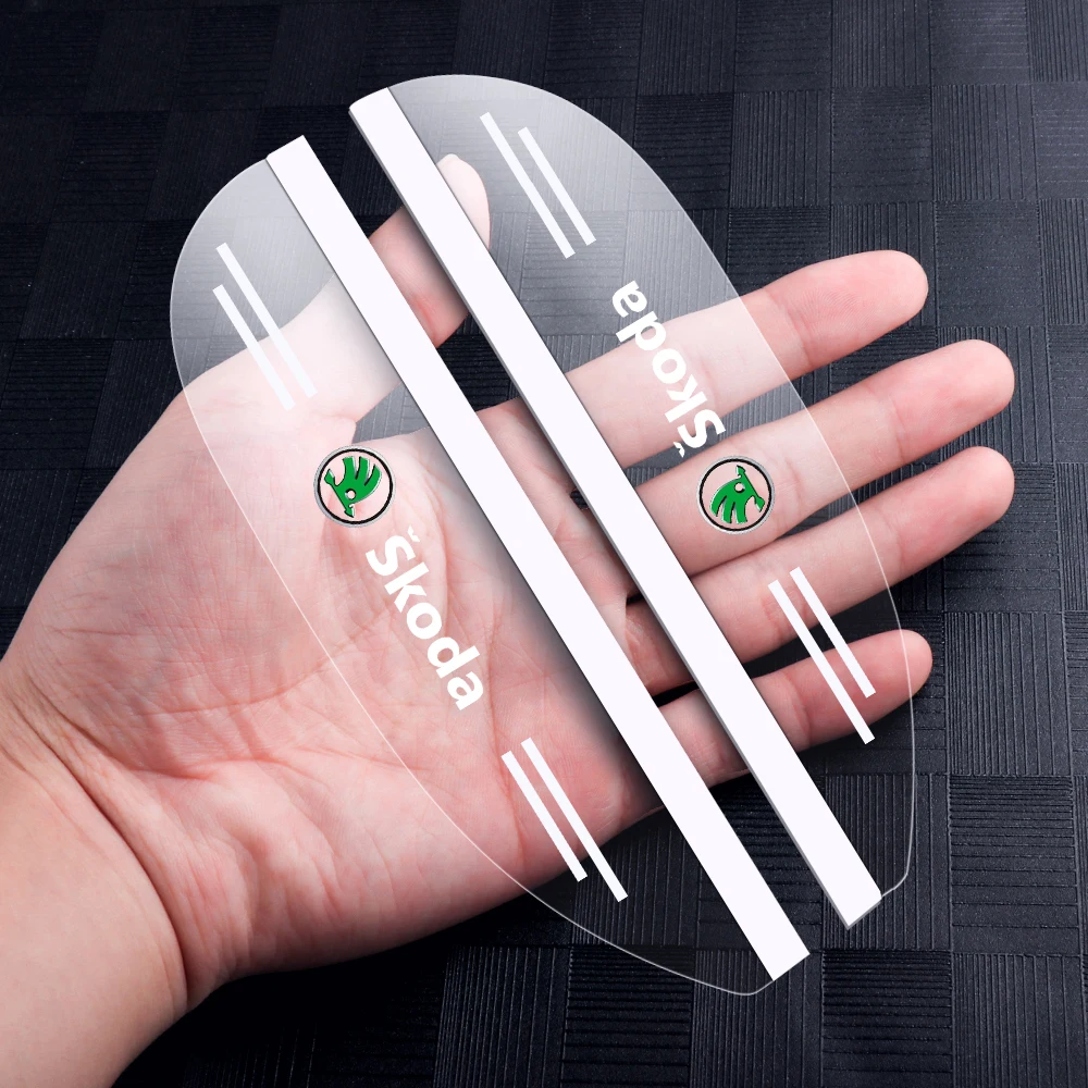 2Pcs Car Rearview Mirror Rain Eyebrow Sun Shade Protector Sticker For Skoda Octavia 2 3 A7 Fabia Rapid Superb Scala Kamiq Karoq