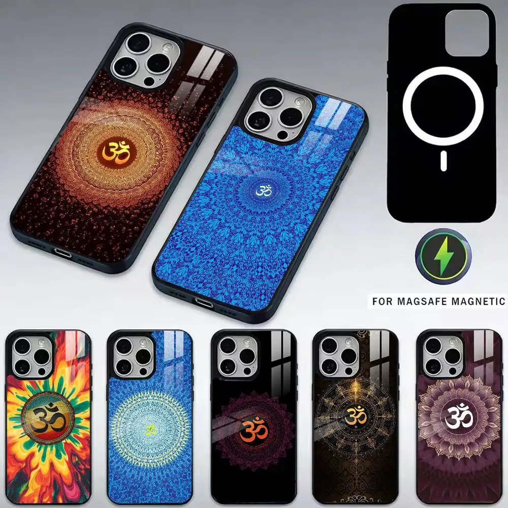 

Y-Yoga Aum Om Mandala Elegant Phone Case For iPhone17,16,15,14,13,12,11 Plus,Pro Magnetic For Magsafe Wireless Charging