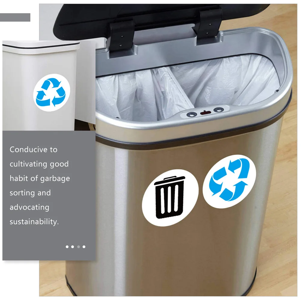 

1 set Trash Can Set Pvc Labels Garbage Sorting Decals Waterproof Self-Adhesive Trash Recycling Sticker For Bins Cardboard Boxes