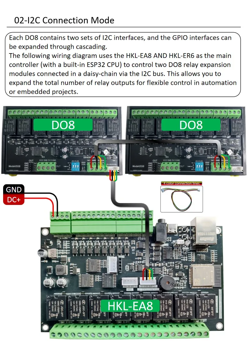 I2C extension Relay Board DO8 Efficient Solution for Expanding the GPIO of ESP32 via I2C Address customize