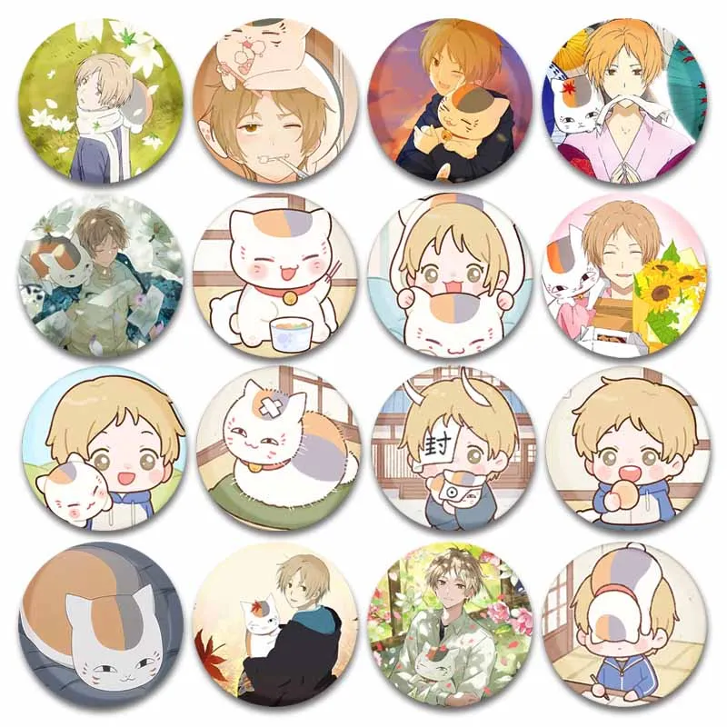 Japanese New Anime Enamel Natsume's Book of Friends Brooch Pins for Women Cartoon Round Lapel Pin Badge on Backpack Accessories