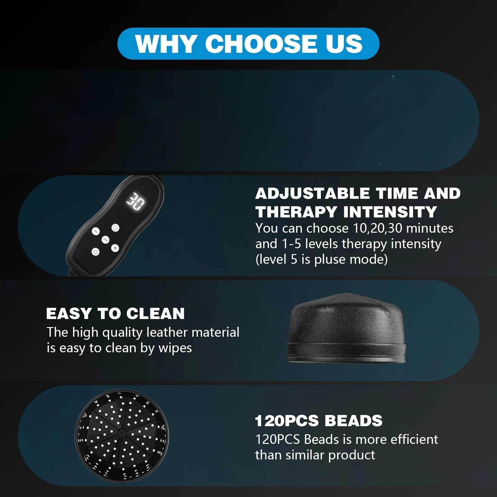 120 الثنائيات غطاء نمو الشعر 850nm 660nm غطاء العلاج بالضوء الأحمر لإعادة نمو الشعر مكافحة تساقط الشعر الاسترخاء فروة الرأس العناية بالشعر قبعة